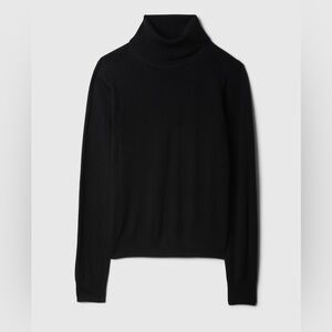 Black merino wool turtleneck